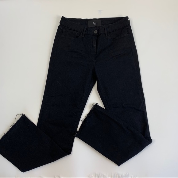 3x1 N.Y.C Black Raw Frayed Hem High Rise Jeans - Picture 2 of 9